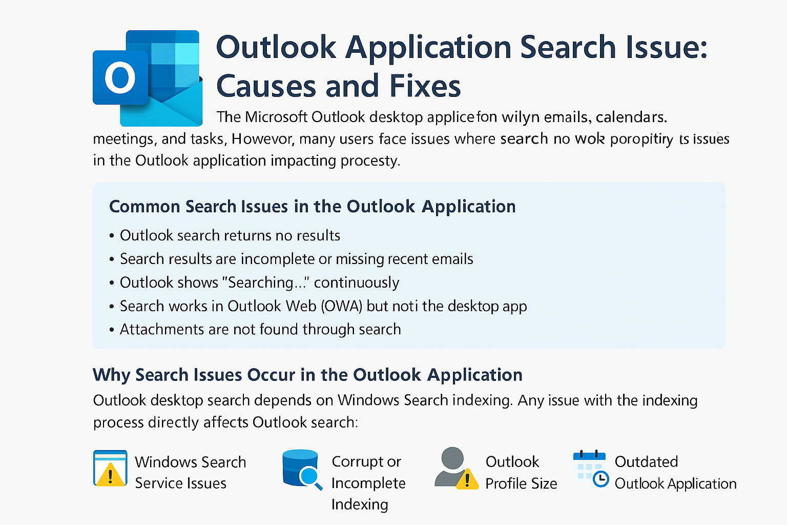 Outlook Application Search Issue: Causes and Fixes